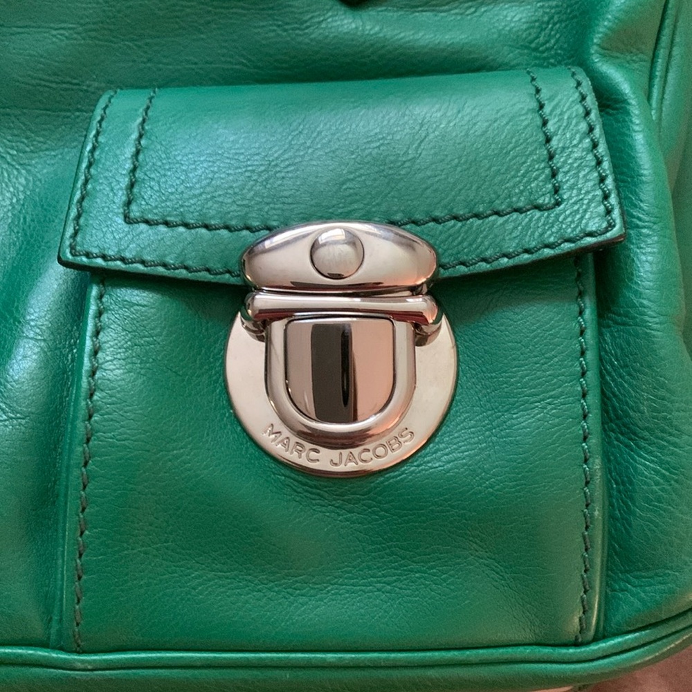 Vintage Marc Jacob’s Kelly green leather satchel. Size ~14x9 - Picture 2 of 13